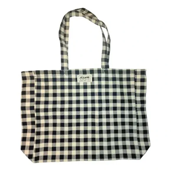 Sezane Vichy Black white Checkered Tote NEW - Picture 2 of 4